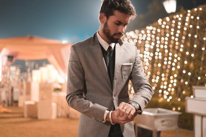 man wearing grey suit